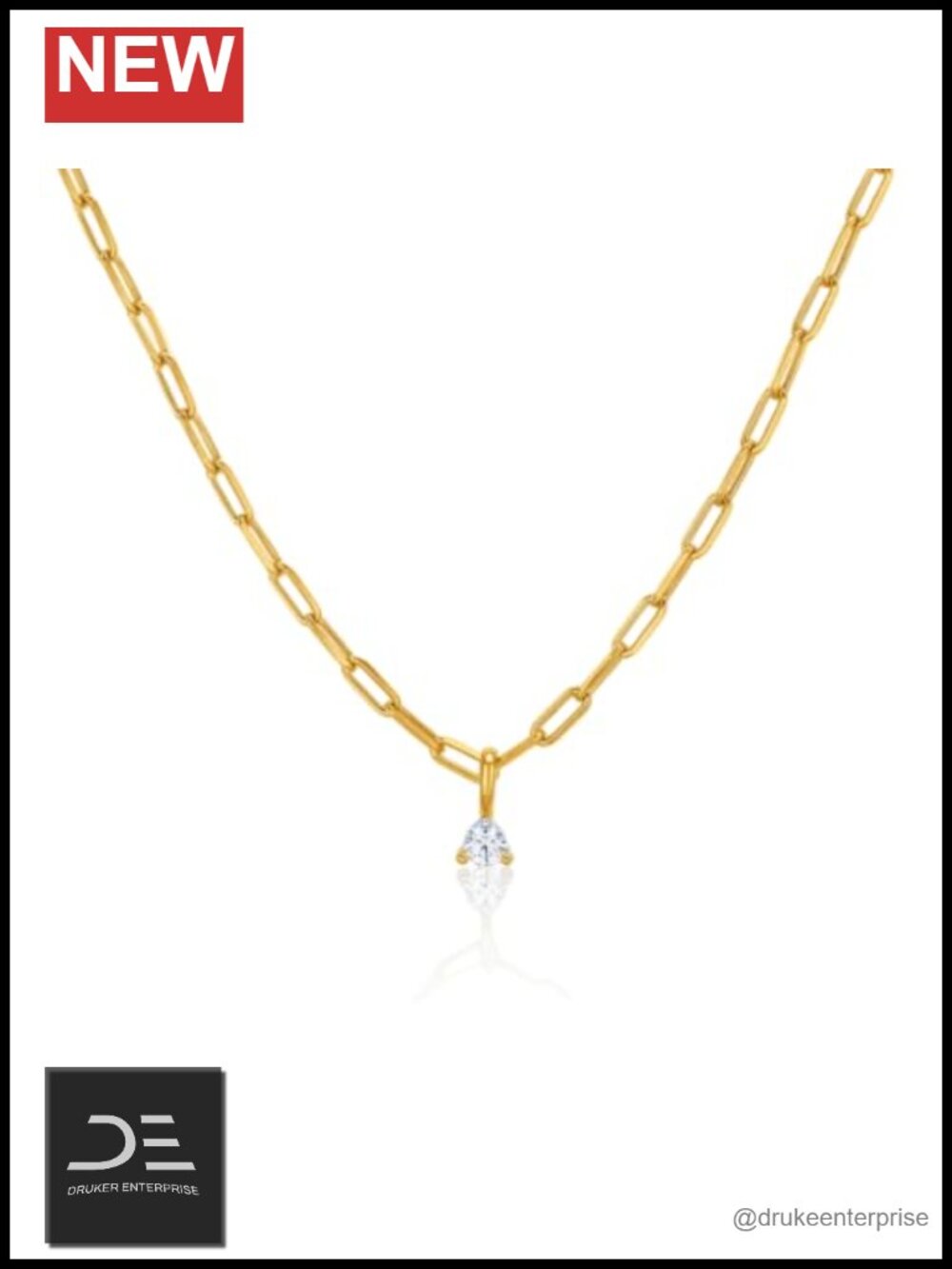 Paperclip Chain Necklace 0.1 ct Lab-Grown Diamond Sterling Silver 18K Gold